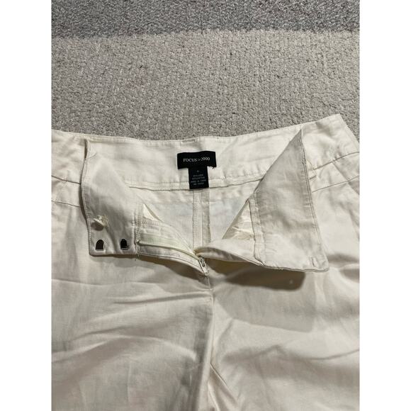 Focus 2000 Linen Cotton Wide Leg Pants Womens 10 White Understated Quiet Luxury - Picture 8 of 12